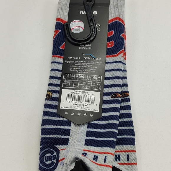 NWT Stance x MLB St Louis Cardinals JAVIER BAEZ BIG HEAD Crew Socks size M 6-8.5 - Picture 6 of 12